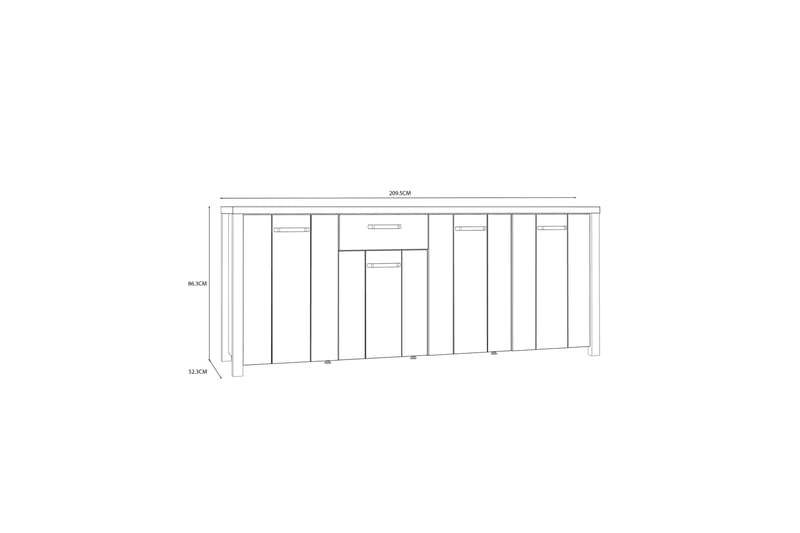 Konitsa Sideboard 52x210 cm - Brun/Svart - Oppbevaring - Oppbevaringsmøbler - Sideboard & skjenker