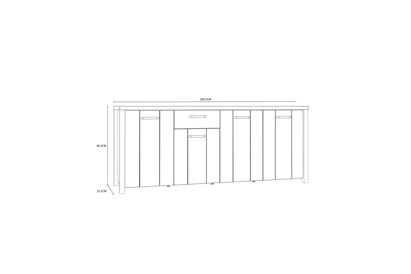 Konitsa Sideboard 52x210 cm - Brun/Svart - Sideboard & skjenker