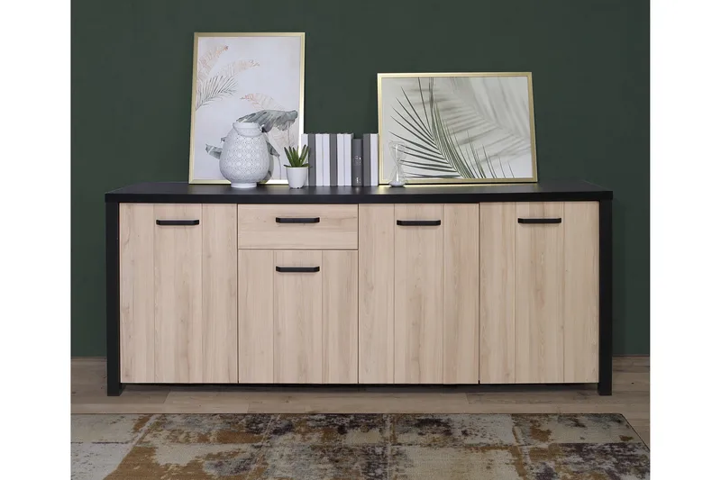 Konitsa Sideboard 52x210 cm - Brun/Svart - Oppbevaring - Oppbevaringsmøbler - Sideboard & skjenker