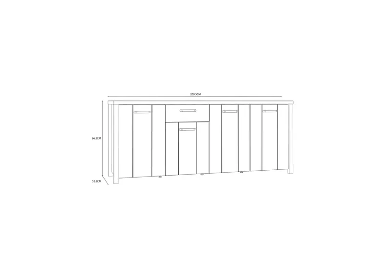 Konitsa Sideboard 52x210 cm - Brun/Svart - Oppbevaring - Oppbevaringsmøbler - Sideboard & skjenker