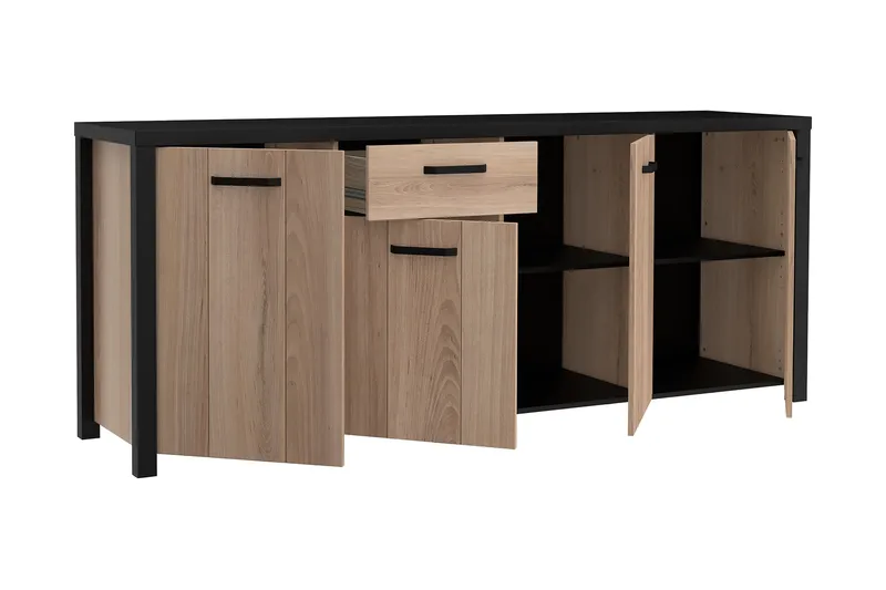 Konitsa Sideboard 52x210 cm - Brun/Svart - Oppbevaring - Oppbevaringsmøbler - Sideboard & skjenker