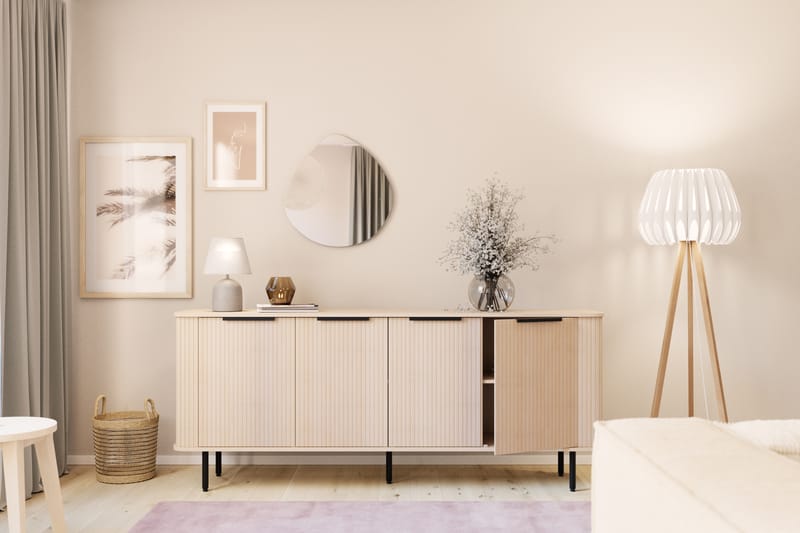 Kopparbo Ribbet Skjenk med Oppbevaring - Hvitlasert / Lys Eik / Tre - Oppbevaring - Oppbevaringsmøbler - Sideboard & skjenker