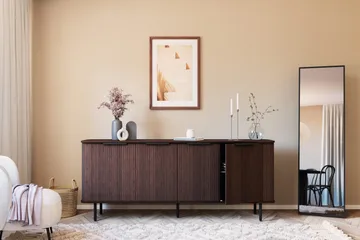 Kopparbo ribbet skjenk med oppbevaring - Mørkebrunt / Valnøtt / Tre - Oppbevaring - Oppbevaringsmøbler - Sideboard & skjenker