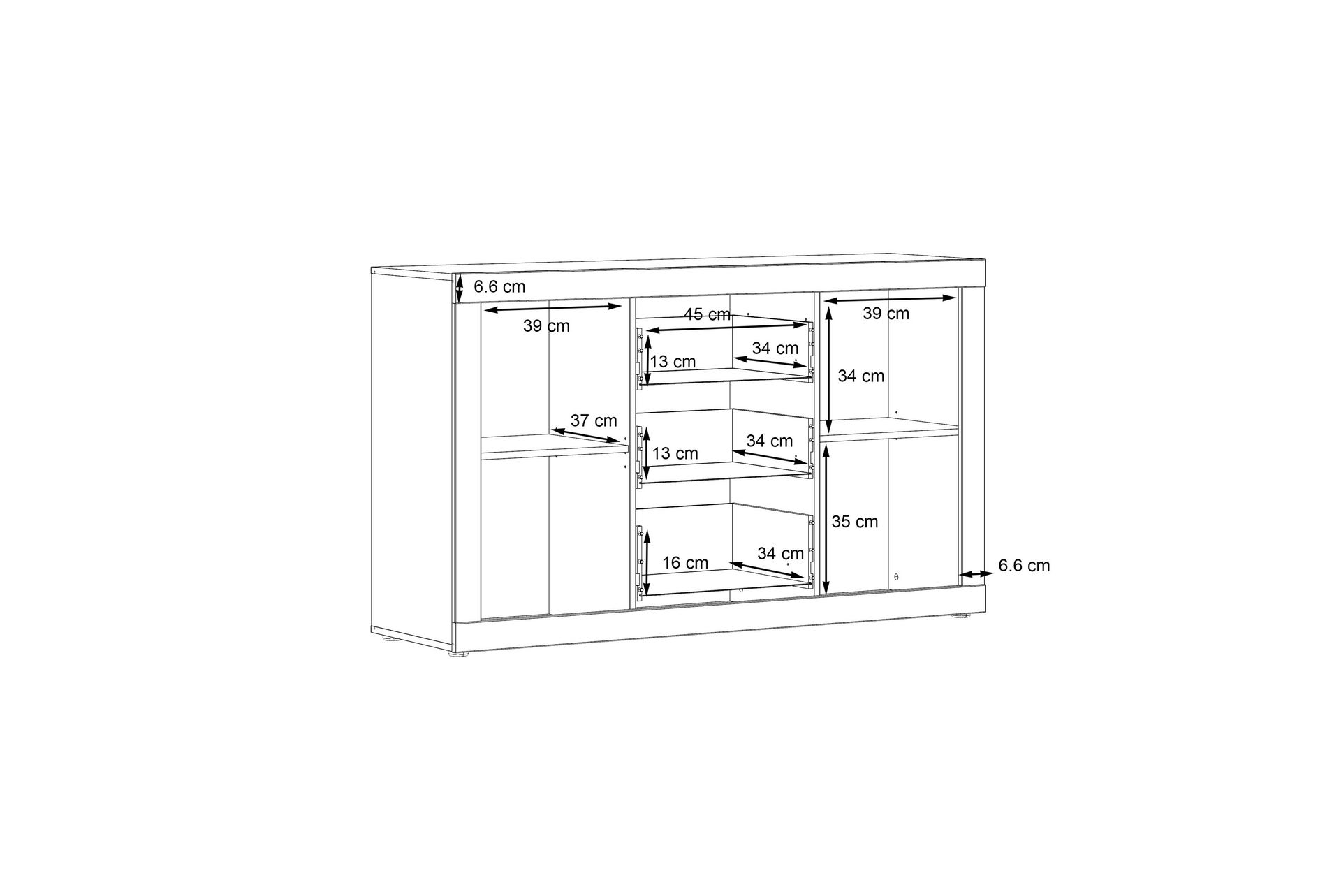 Kranea Sideboard 41x143 cm - Grå/Hvit - Oppbevaring - Oppbevaringsmøbler - Sideboard & skjenker