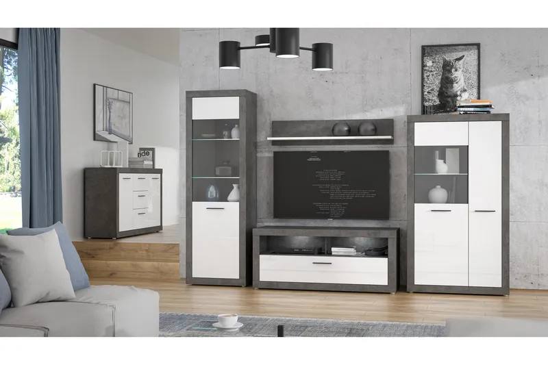 Kranea Sideboard 41x143 cm - Grå/Hvit - Oppbevaring - Oppbevaringsmøbler - Sideboard & skjenker