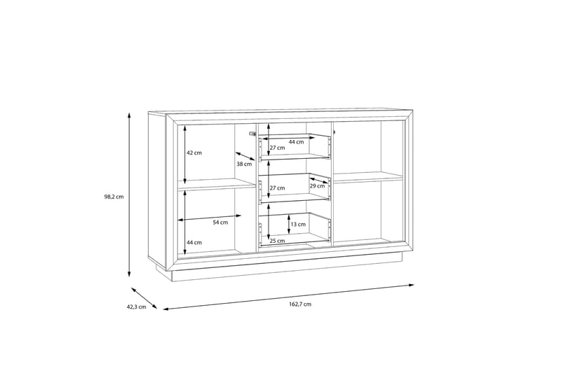 Kulatas Sideboard 42x163 cm - Hvit/Brun - Sideboard & skjenker