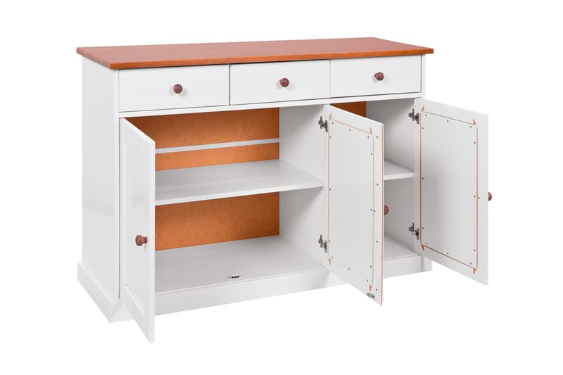 Livesey Sideboard 130 cm - Hvit/Natur - Oppbevaring - Oppbevaringsmøbler - Sideboard & skjenker