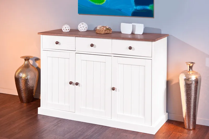 Livesey Sideboard 130 cm - Hvit/Natur - Oppbevaring - Oppbevaringsmøbler - Sideboard & skjenker