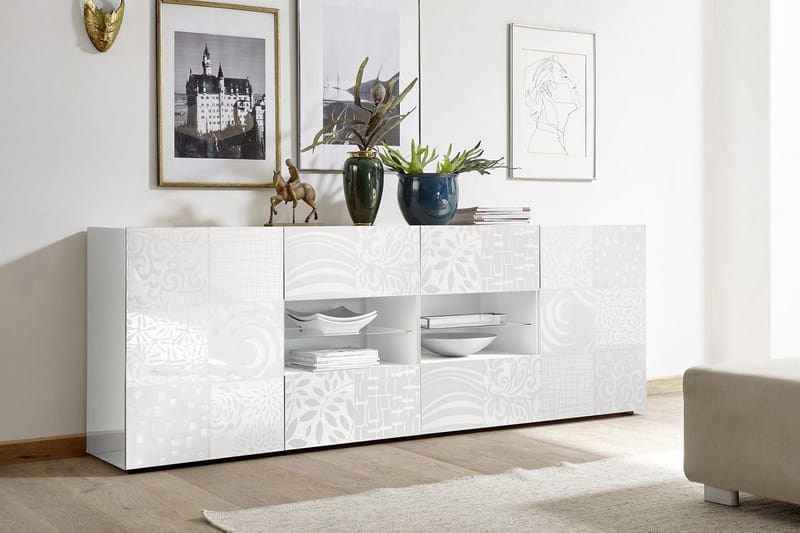 Mironne Sideboard 241 cm 4 Hyller - Hvit - Oppbevaring - Oppbevaringsmøbler - Sideboard & skjenker