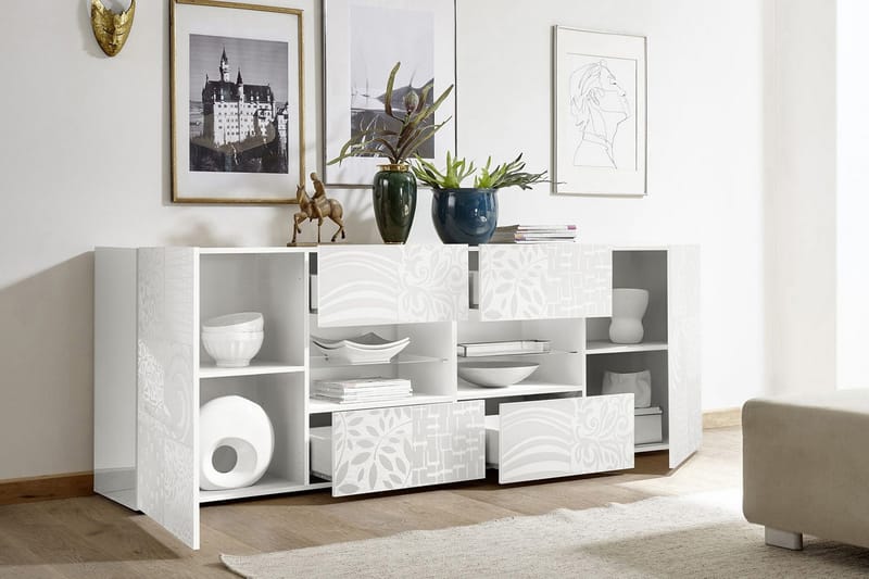 Mironne Sideboard 241 cm 4 Hyller - Hvit - Oppbevaring - Oppbevaringsmøbler - Sideboard & skjenker