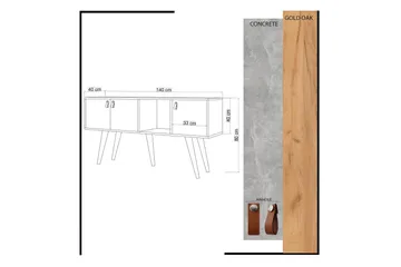 Mod Skjenk 140 cm i Malt Tre - Hvit|Brun - Oppbevaring - Oppbevaringsmøbler - Sideboard & skjenker