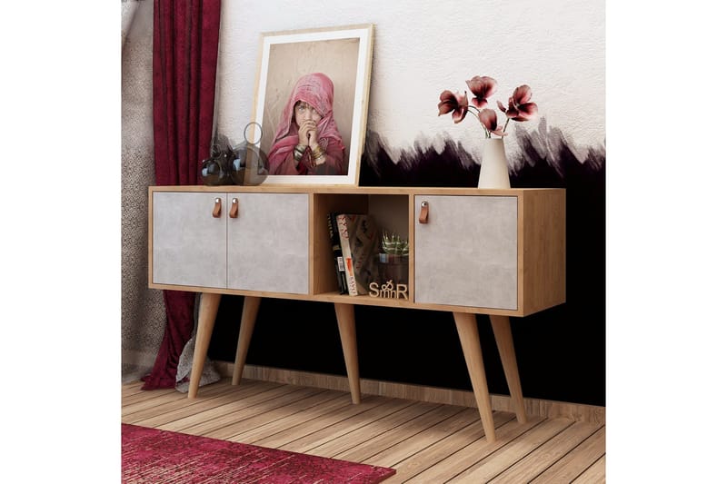 Mod Skjenk 140 cm i Malt Tre - Hvit|Brun - Oppbevaring - Oppbevaringsmøbler - Sideboard & skjenker