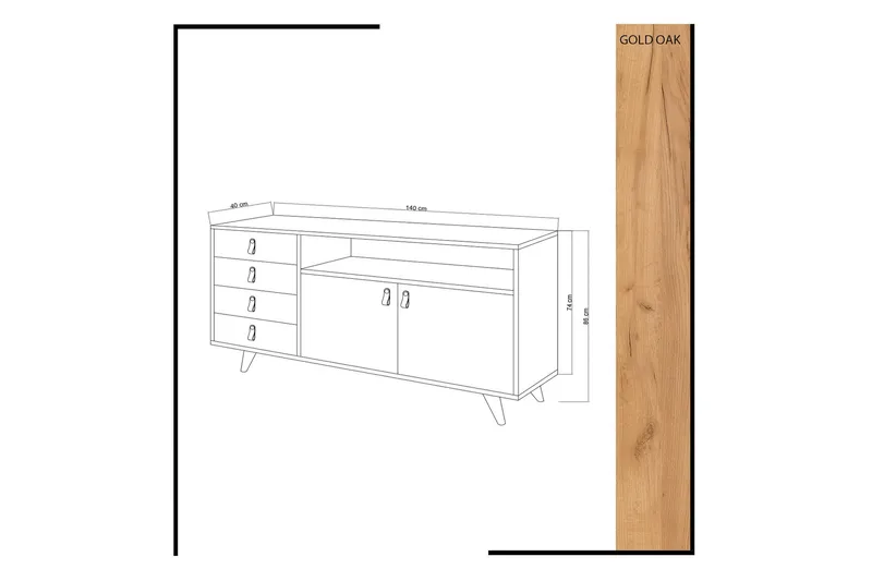 Mod Skjenk i Tre - Hvit|Brun - Oppbevaring - Oppbevaringsmøbler - Sideboard & skjenker