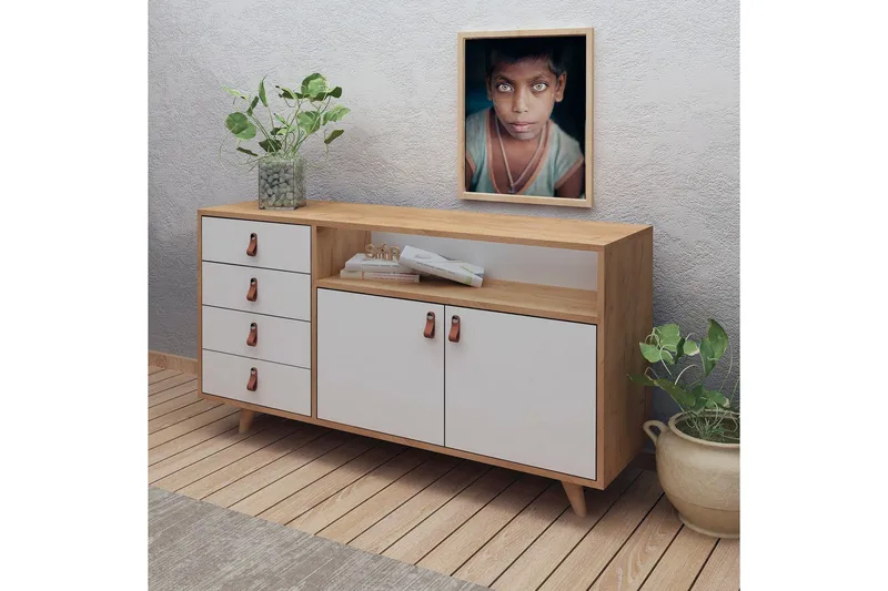 Mod Skjenk i Tre - Hvit|Brun - Oppbevaring - Oppbevaringsmøbler - Sideboard & skjenker
