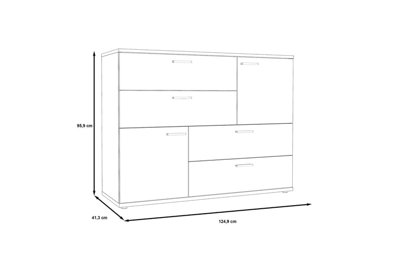 Montert Skjenk 125x96 cm - Grå / Brun - Oppbevaring - Oppbevaringsmøbler - Sideboard & skjenker