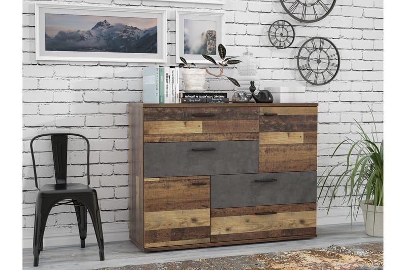 Montert Skjenk 125x96 cm - Grå / Brun - Oppbevaring - Oppbevaringsmøbler - Sideboard & skjenker