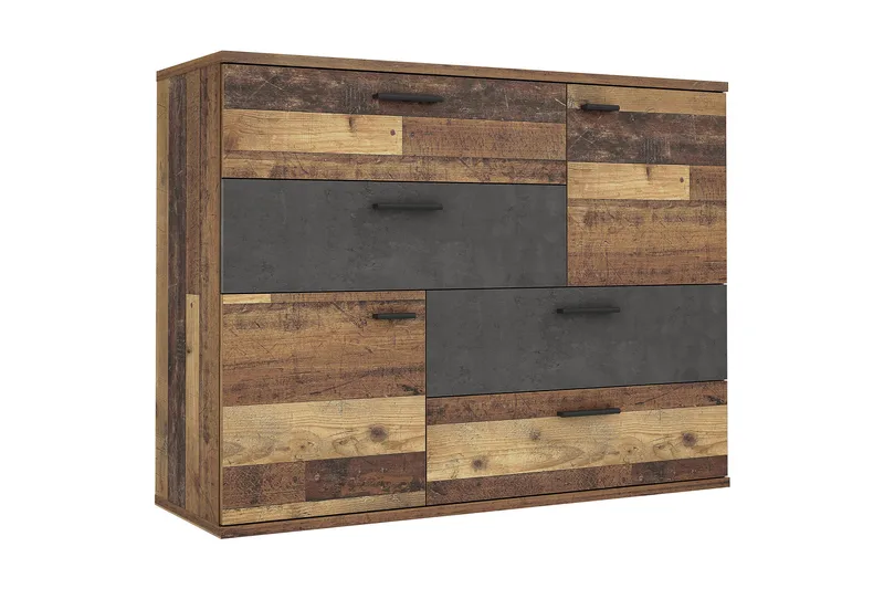 Montert Skjenk 125x96 cm, Grå / Brun