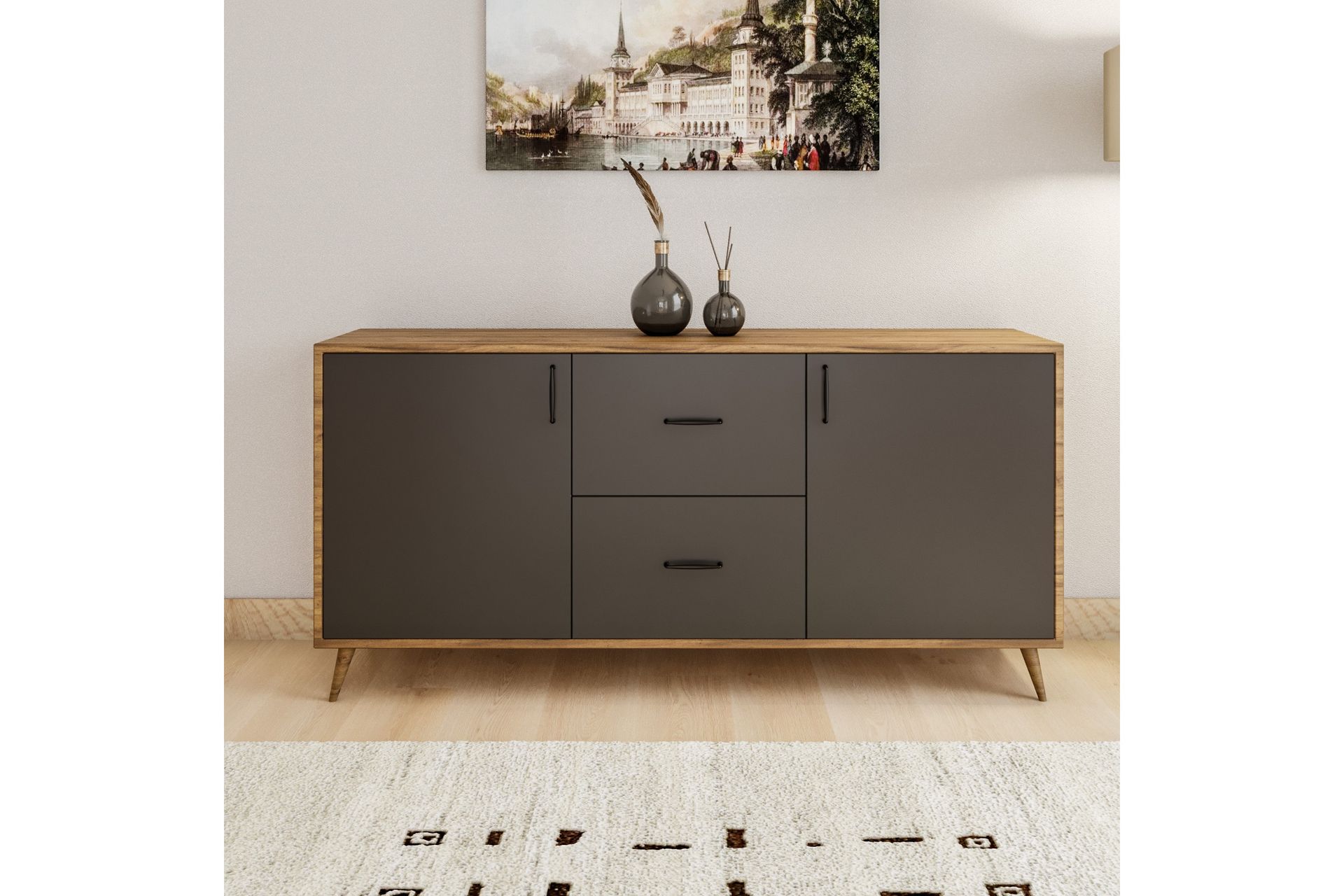Myrvallen Skjenk 160 cm - Brun/Grå - Oppbevaring - Oppbevaringsmøbler - Sideboard & skjenker