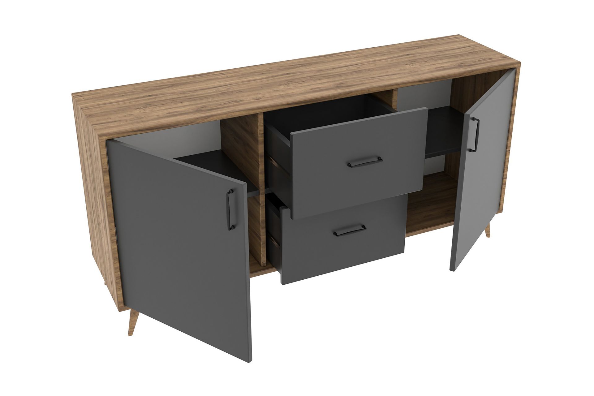 Myrvallen Skjenk 160 cm - Brun/Grå - Oppbevaring - Oppbevaringsmøbler - Sideboard & skjenker