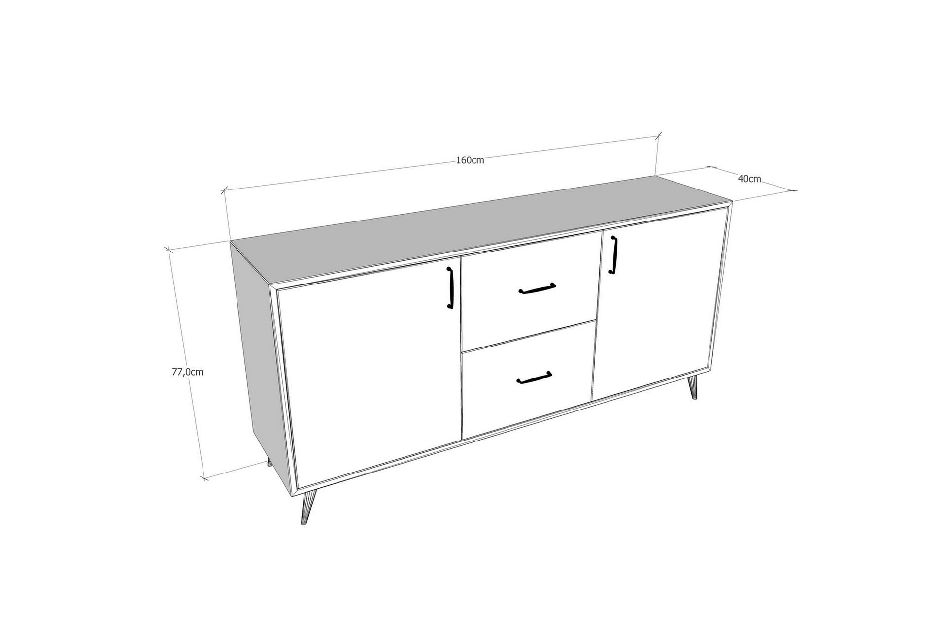 Myrvallen Skjenk 160 cm - Brun/Grå - Oppbevaring - Oppbevaringsmøbler - Sideboard & skjenker