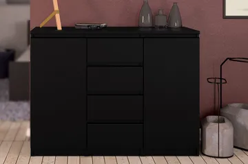 Naia Skjenk 121 cm 2 Dører 4 Skuffer - Mattsvart - Oppbevaring - Oppbevaringsmøbler - Sideboard & skjenker