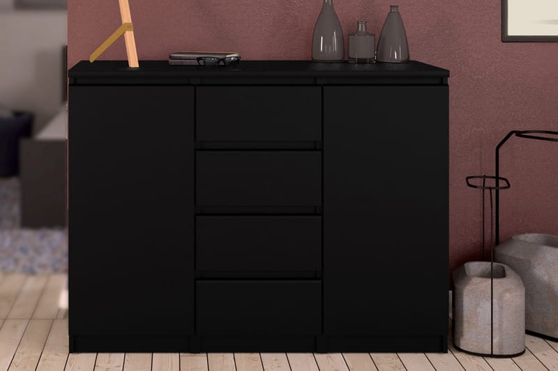 Naia Skjenk 121 cm 2 Dører 4 Skuffer - Mattsvart - Oppbevaring - Oppbevaringsmøbler - Sideboard & skjenker