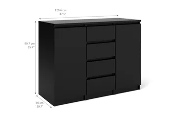 Naia Skjenk 121 cm 2 Dører 4 Skuffer - Mattsvart - Oppbevaring - Oppbevaringsmøbler - Sideboard & skjenker