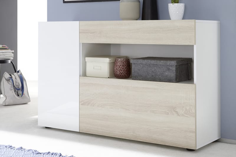 Nicery Sideboard 130 cm - Hvit/Brun - Oppbevaring - Oppbevaringsmøbler - Sideboard & skjenker