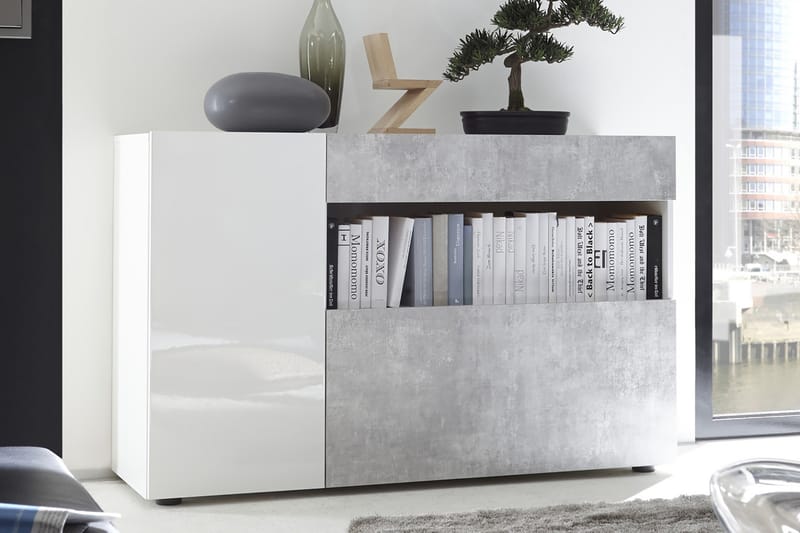 Nicery Sideboard 130 cm - Hvit/Grå - Oppbevaring - Oppbevaringsmøbler - Sideboard & skjenker