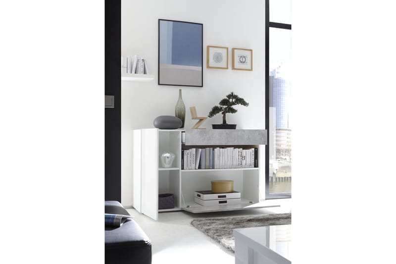 Nicery Sideboard 130 cm - Hvit/Grå - Oppbevaring - Oppbevaringsmøbler - Sideboard & skjenker