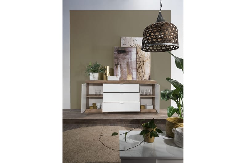 Nicery Sideboard 180 cm - Hvit/Brun - Oppbevaring - Oppbevaringsmøbler - Sideboard & skjenker