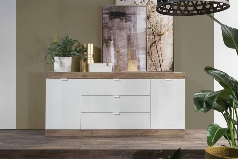 Nicery Sideboard 180 cm - Hvit/Brun - Oppbevaring - Oppbevaringsmøbler - Sideboard & skjenker