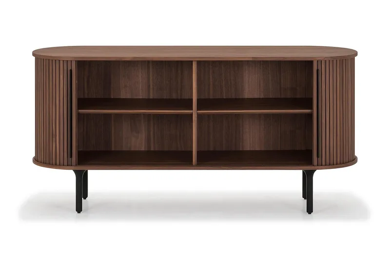Noira Smalt Sideboard Ribbet Valnøtt 150x45 cm - Valnøtt / Brun - Oppbevaring - Oppbevaringsmøbler - Sideboard & skjenker