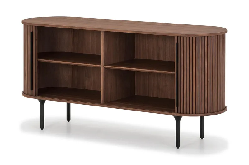Noira Smalt Sideboard Ribbet Valnøtt 150x45 cm - Valnøtt / Brun - Oppbevaring - Oppbevaringsmøbler - Sideboard & skjenker