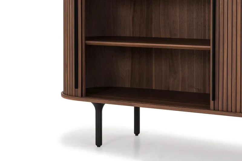 Noira Smalt Sideboard Ribbet Valnøtt 150x45 cm - Valnøtt / Brun - Oppbevaring - Oppbevaringsmøbler - Sideboard & skjenker