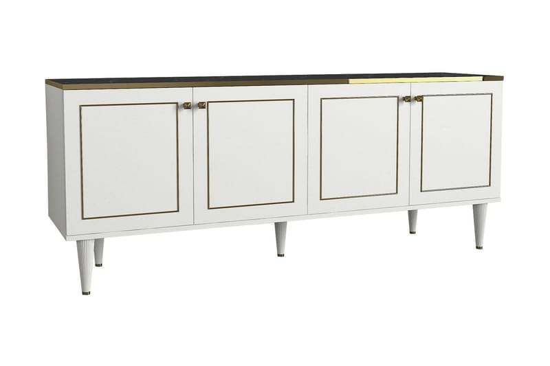 Pinneo Sidebord 180 cm - Hvit|Gull|Svart - Sideboard & skjenker