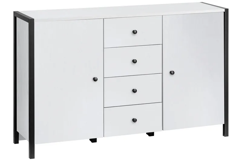 Plattpark Sideboard 120x35 cm, Hvit/Svart