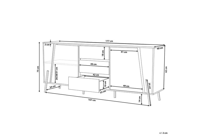 Rawcliffe Skjenk 177x75 cm - Grå/Svart - Sideboard & skjenker