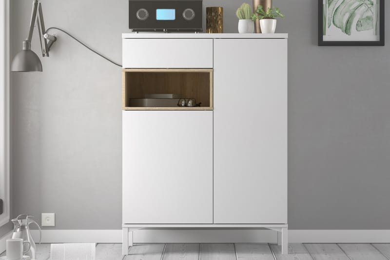 Roomers Skjenk 89 cm - Hvit/Eik - Oppbevaring - Oppbevaringsmøbler - Sideboard & skjenker