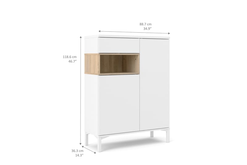 Roomers Skjenk 89 cm - Hvit/Eik - Oppbevaring - Oppbevaringsmøbler - Sideboard & skjenker