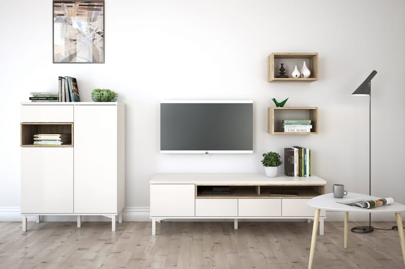Roomers Skjenk 89 cm - Hvit/Eik - Oppbevaring - Oppbevaringsmøbler - Sideboard & skjenker
