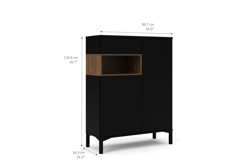 Roomers Skjenk 89 cm - Svart/Valnøtt - Oppbevaring - Oppbevaringsmøbler - Sideboard & skjenker