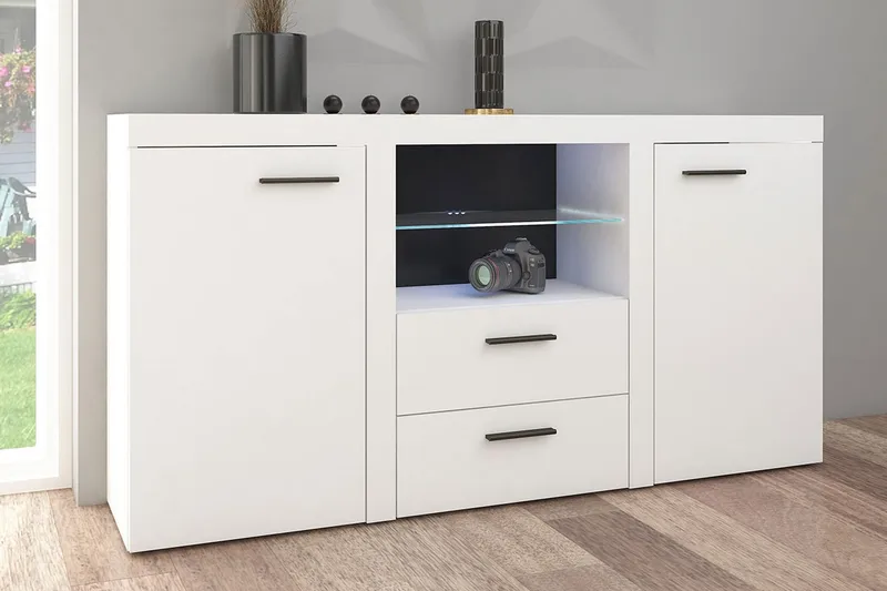 Rumba Skjenk 157x40x81 cm - Hvit - Oppbevaring - Oppbevaringsmøbler - Sideboard & skjenker