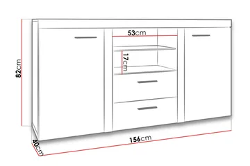 Rumba Skjenk 157x40x81 cm - Hvit - Oppbevaring - Oppbevaringsmøbler - Sideboard & skjenker