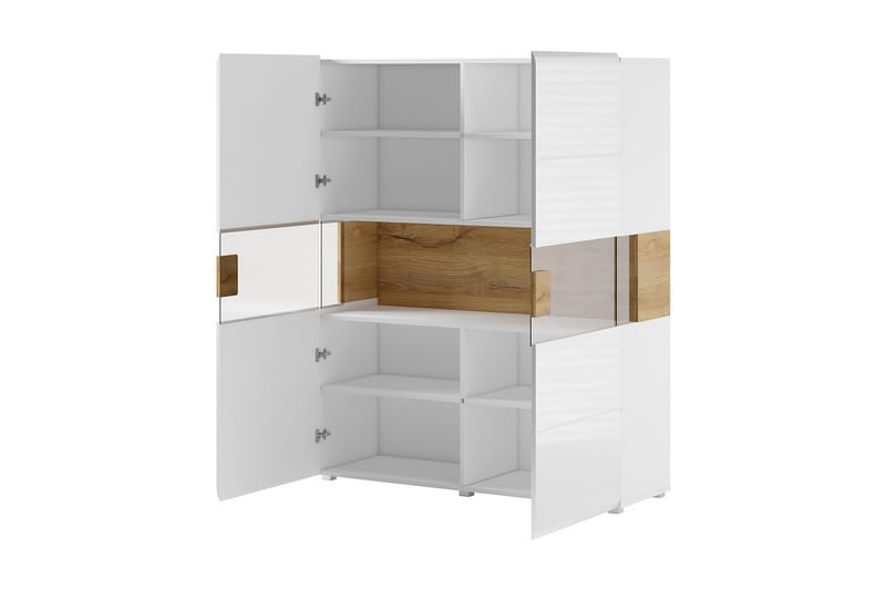 Saran Sideboard - Eik/Hvit høyglans - Oppbevaring - Oppbevaringsmøbler - Sideboard & skjenker