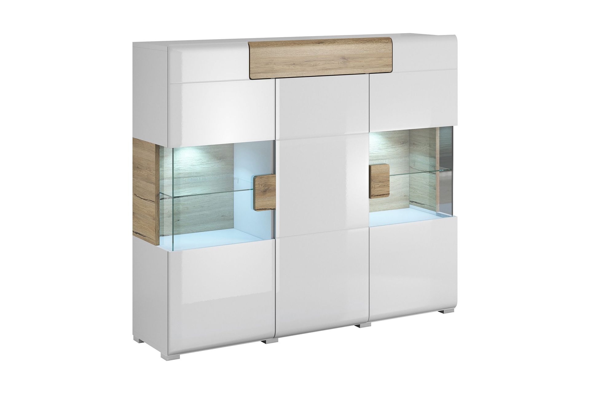 Saran Sideboard - Eik/Hvit høyglans