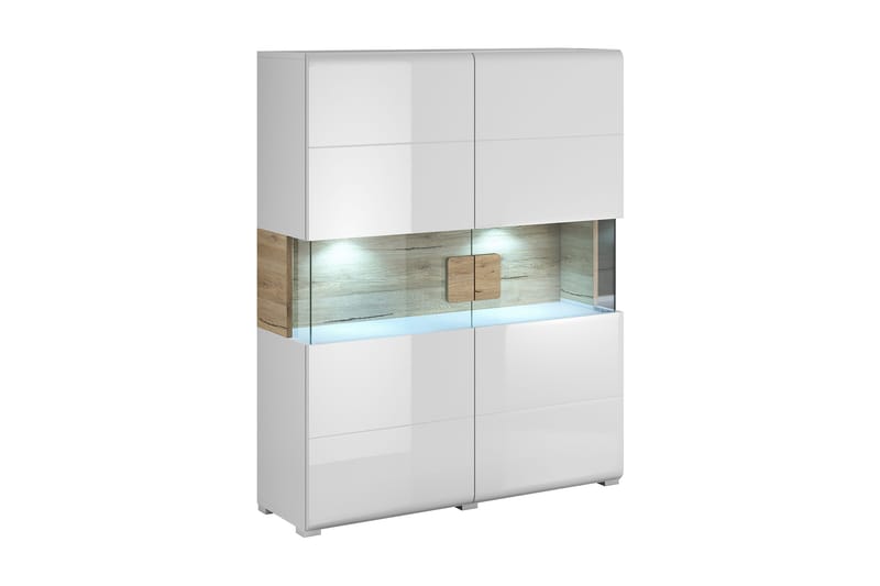 Saran Sideboard - Eik/Hvit høyglans - Oppbevaring - Oppbevaringsmøbler - Sideboard & skjenker