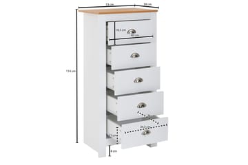 Seddik Sideboard 39 cm Rektangulær - Hvit/Natur - Oppbevaring - Oppbevaringsmøbler - Sideboard & skjenker