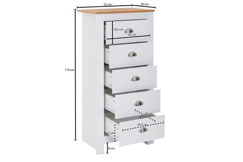 Seddik Sideboard 39 cm Rektangulær - Hvit/Natur - Oppbevaring - Oppbevaringsmøbler - Sideboard & skjenker