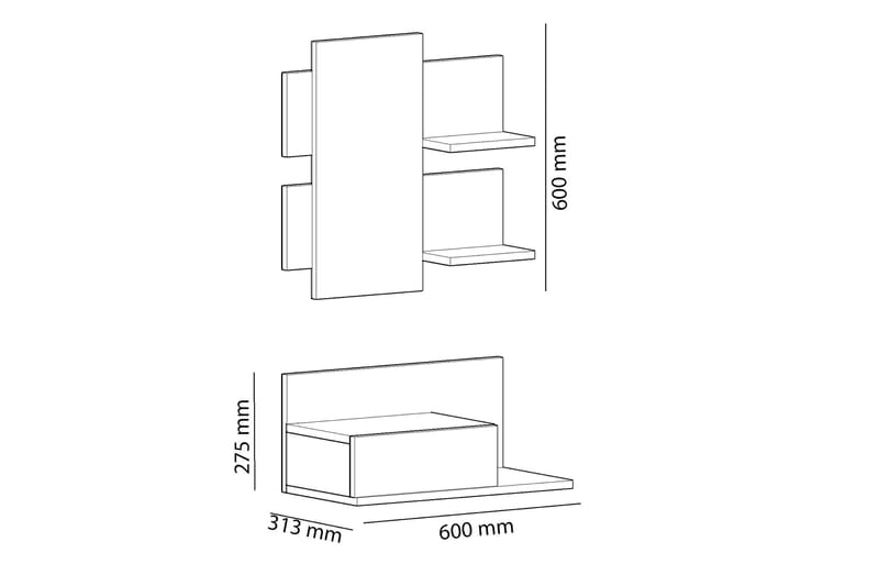 Shalice Sideboard 60 cm - Eik|Antrasitt - Sideboard & skjenker